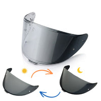 Photochromic tinted helmet visor for Shoei X15 Z8 RF1400 NXR2 X-SPR PRO helmets by MC Motoparts, CWR-F2/R replacement visor.