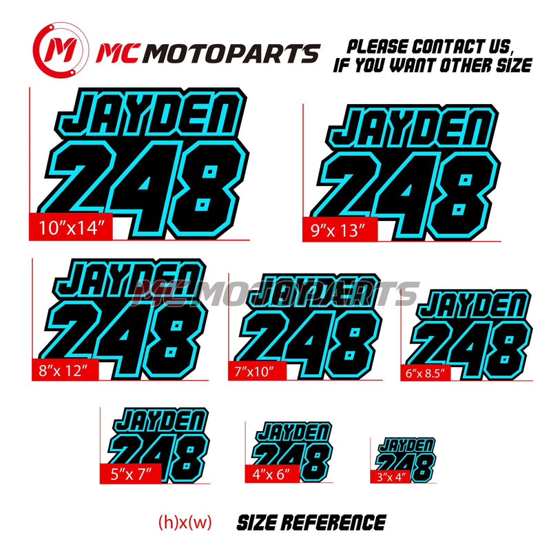 Personalize Custom MX Dirt Bike Motorcycle Racing Number Name Stickers - N32 - MC Motoparts