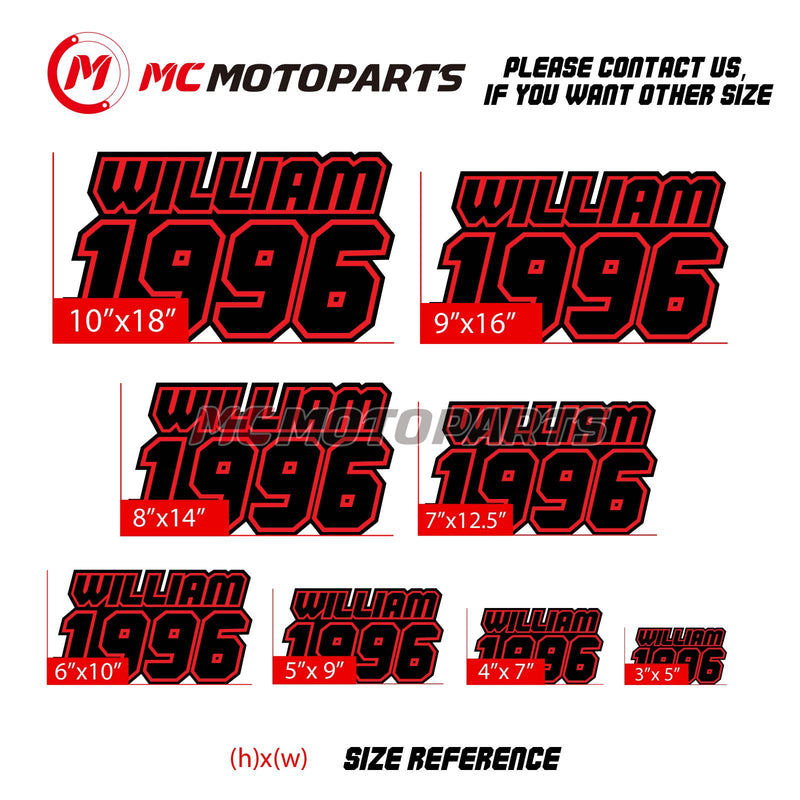 Personalize Custom MX Dirt Bike Motorcycle Racing Number Name Stickers - N32 - MC Motoparts