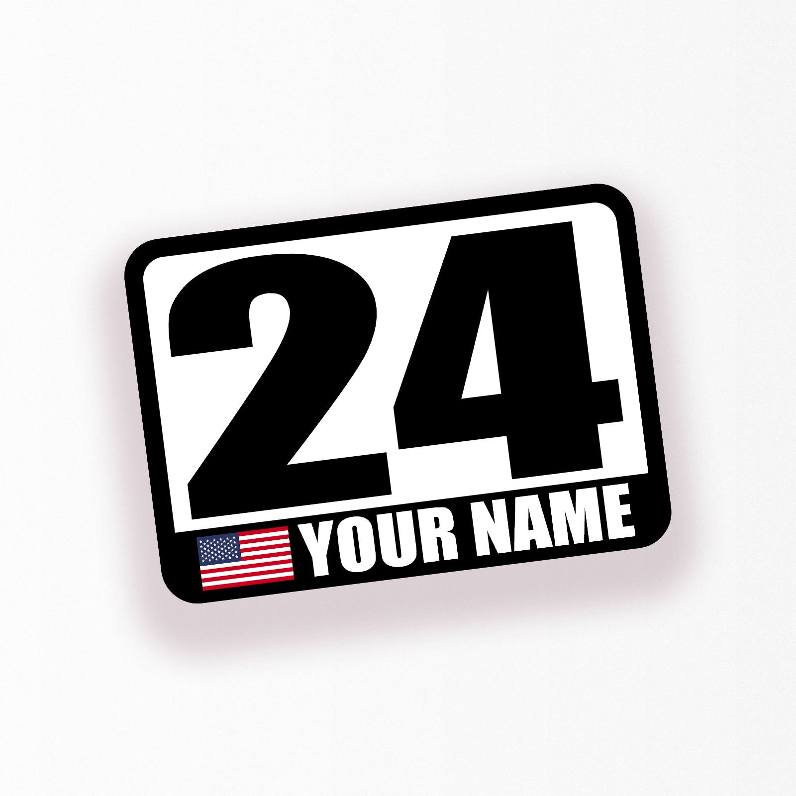 Personalize Custom Race Car Sticker Decals - Racing Number, Name & Flag - MC Motoparts