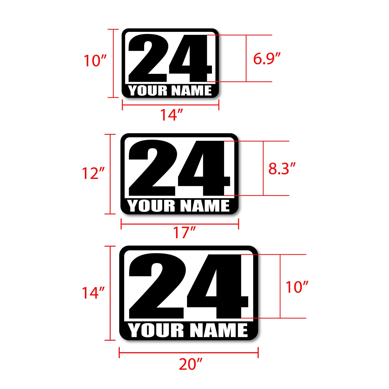 Personalize Custom Race Car Sticker Decals - Racing Number & Name - MC Motoparts