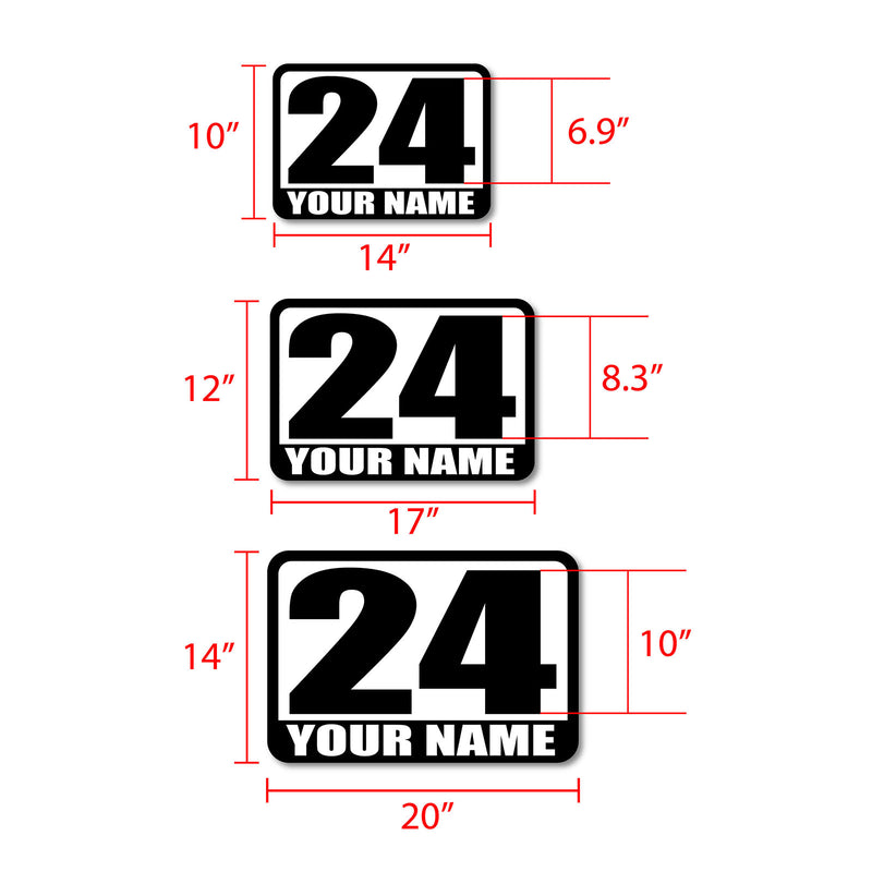 Personalize Custom Race Car Sticker Decals - Racing Number & Name - MC Motoparts