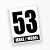 Personalize Custom Race Car Sticker Decals - Racing Number, Make & Model - MC Motoparts