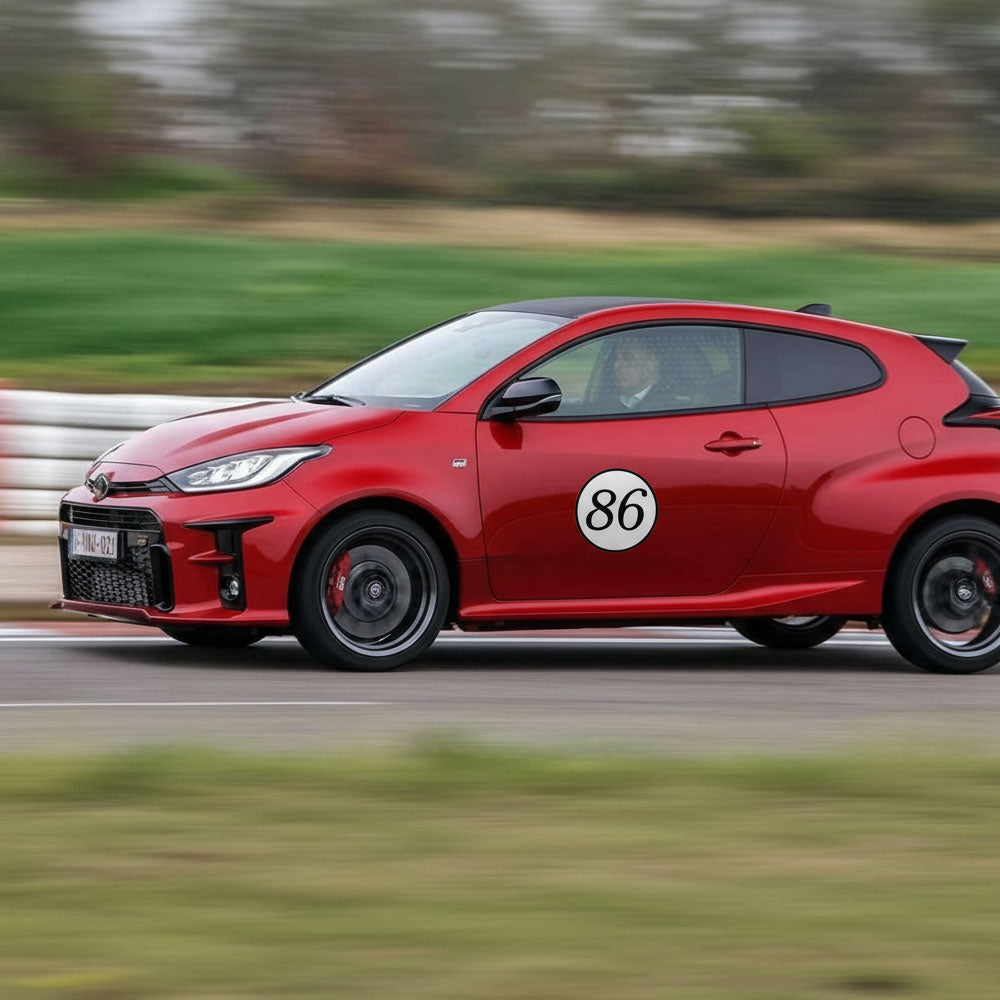 Personalize Custom Race Car Sticker Decals 2pcs - Circle Number Car Sticker with Bold Outline - MC Motoparts