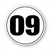 Personalize Custom Race Car Sticker Decals 2pcs - Circle Number Car Sticker with Thin Outline - MC Motoparts