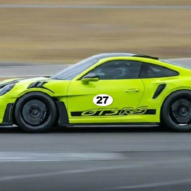 Personalize Custom Race Car Sticker Decals 2pcs - Oval Number Car Sticker