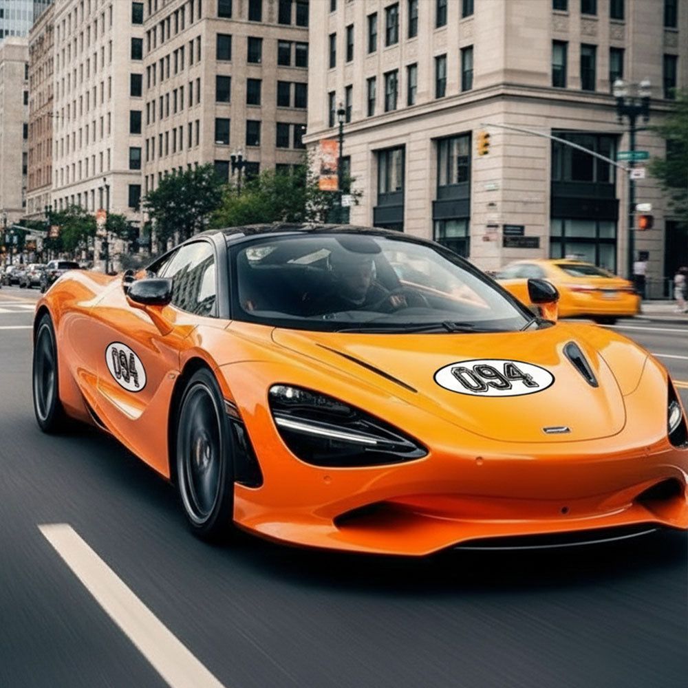 Personalize Custom Race Car Sticker Decals 2pcs - Oval Number Car Sticker with Bold Outline