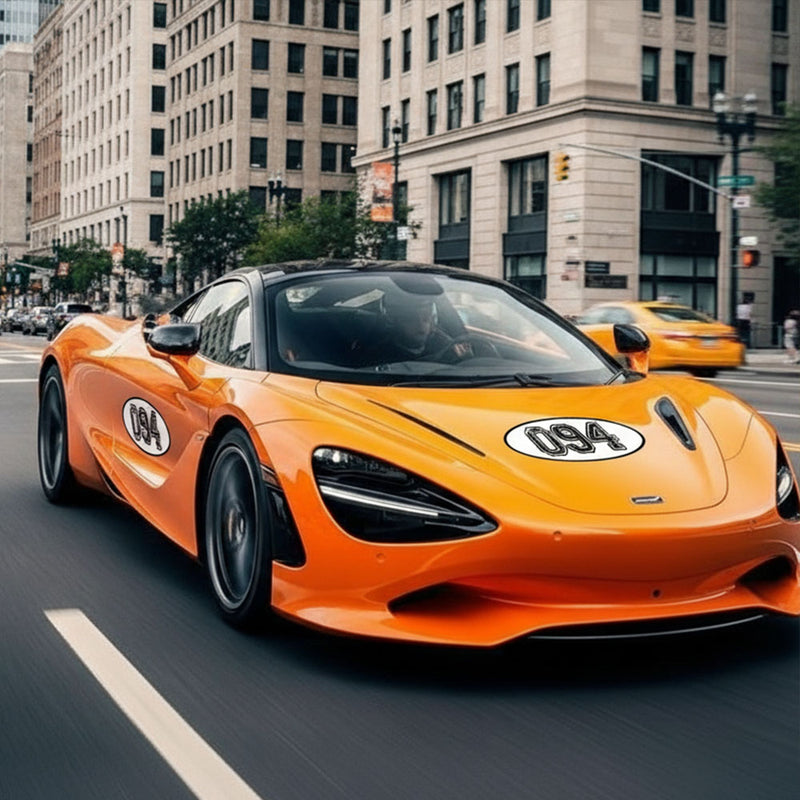 Personalize Custom Race Car Sticker Decals 2pcs - Oval Number Car Sticker with Bold Outline