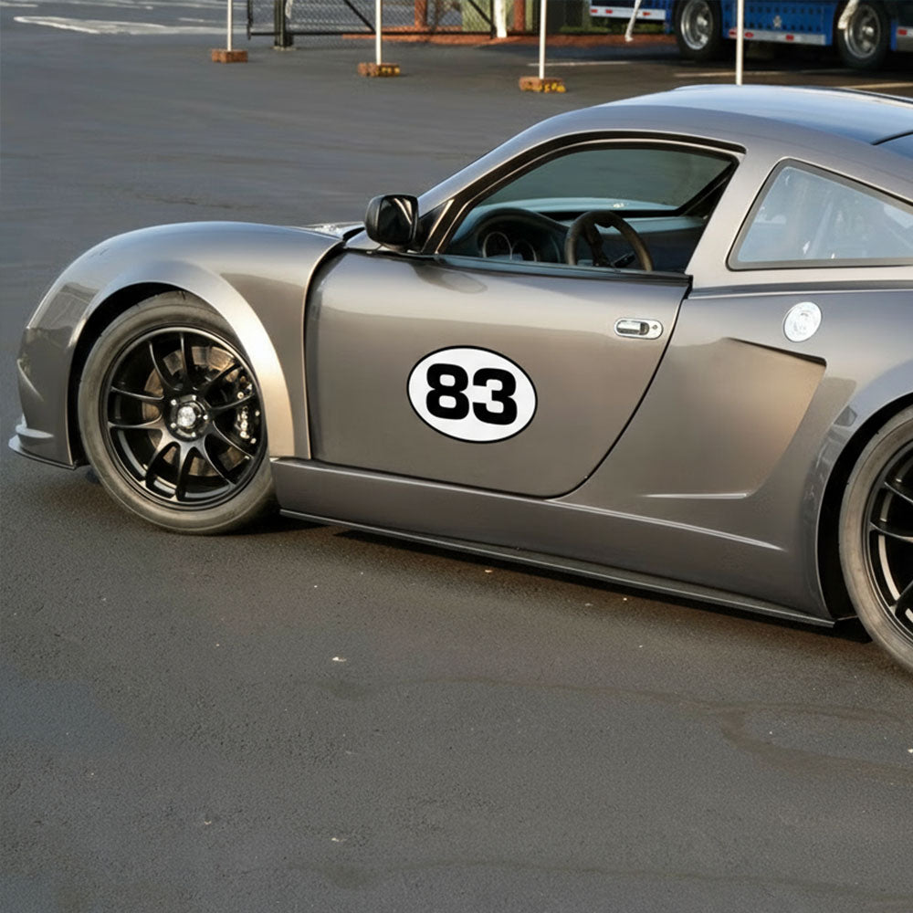 Personalize Custom Race Car Sticker Decals 2pcs - Oval Number Car Sticker with Bold Outline