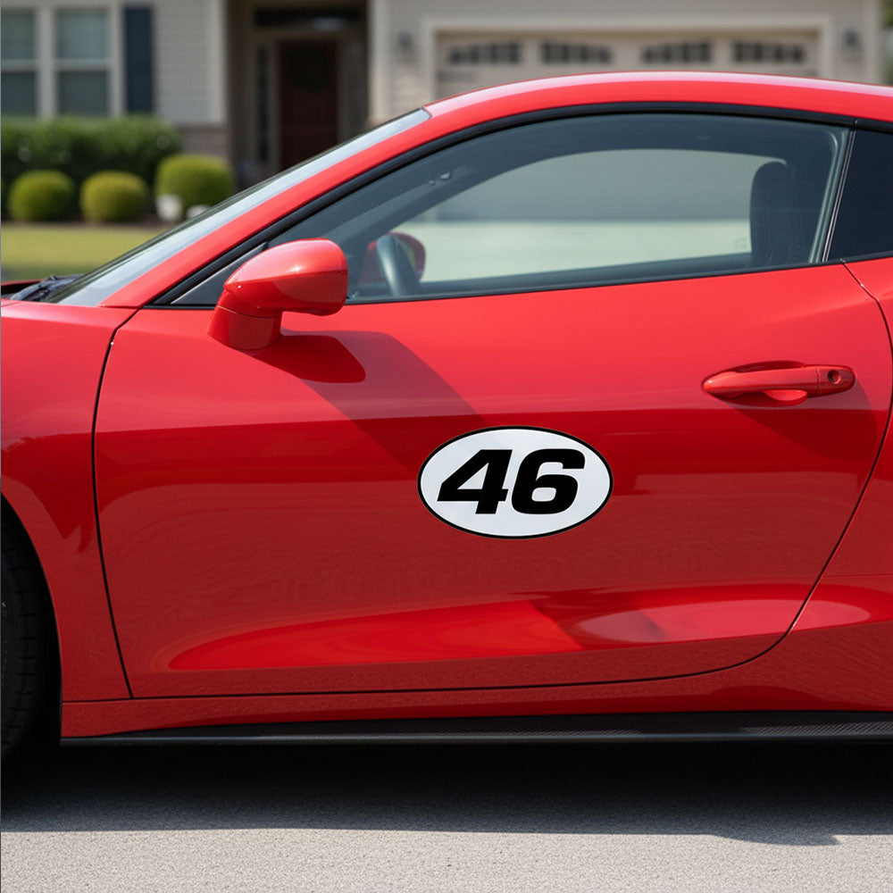 Personalize Custom Race Car Sticker Decals 2pcs - Oval Number Car Sticker with Bold Outline