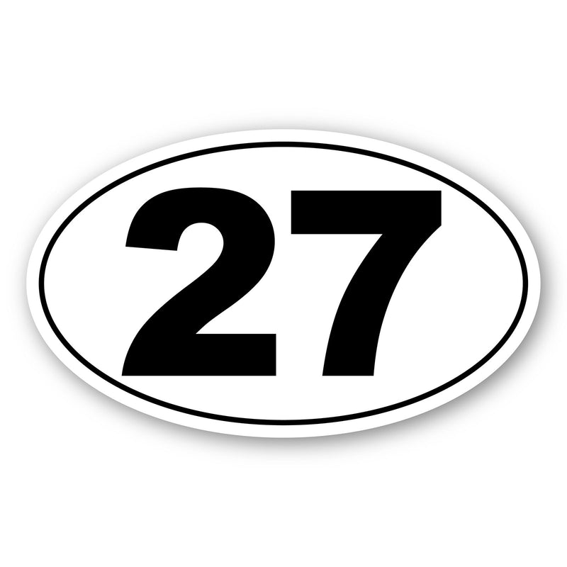 Personalize Custom Race Car Sticker Decals 2pcs - Oval Number Car Sticker with Thin Outline