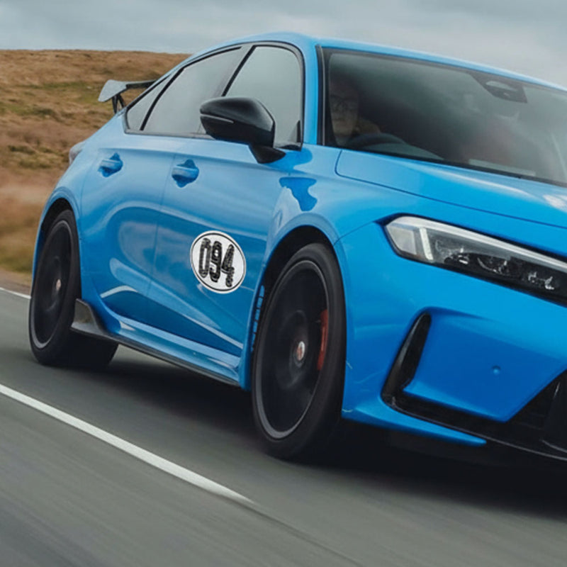 Personalize Custom Race Car Sticker Decals 2pcs - Oval Number Car Sticker with Thin Outline