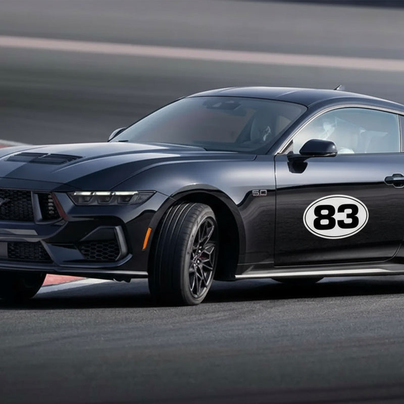 Personalize Custom Race Car Sticker Decals 2pcs - Oval Number Car Sticker with Thin Outline