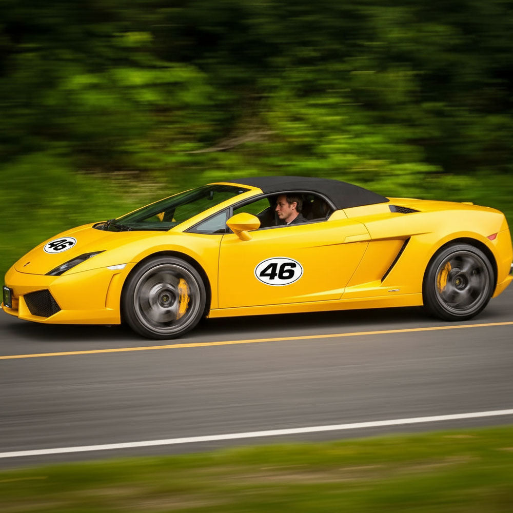 Personalize Custom Race Car Sticker Decals 2pcs - Oval Number Car Sticker with Thin Outline