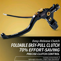 Moto-Tron lightweight racing clutch lever for BMW S1000RR, S1000XR, F750, and F850 motorcycle, shown in close-up detail.
