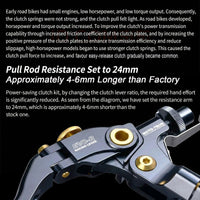 Moto-Tron lightweight racing folding clutch lever for CFMOTO 450SR, 700CLX, 800MT motorcycles, shown in detailed close-up image.