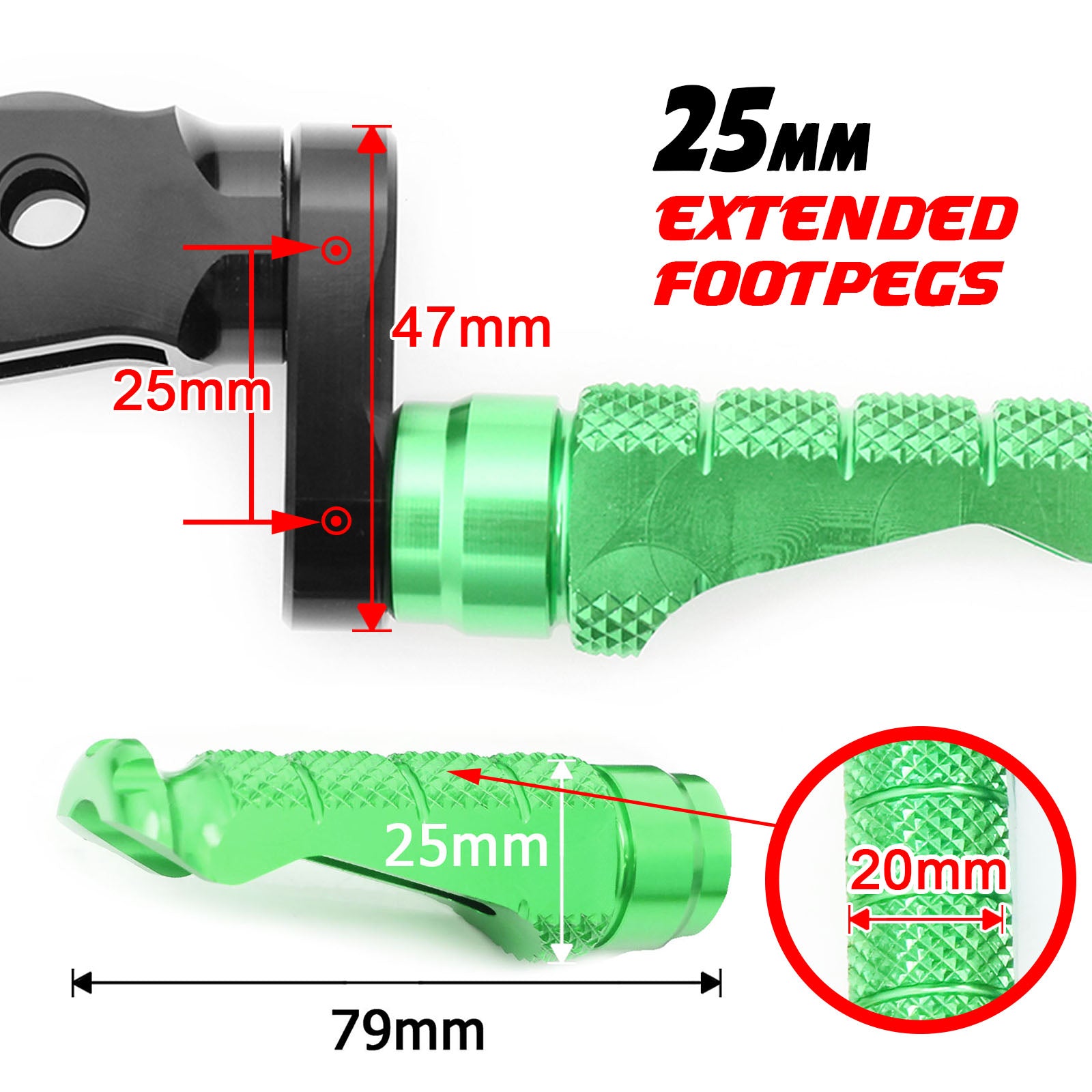 {Front}  Fits CF MOTO R-FIGHT 25mm Adjustable Foot Pegs