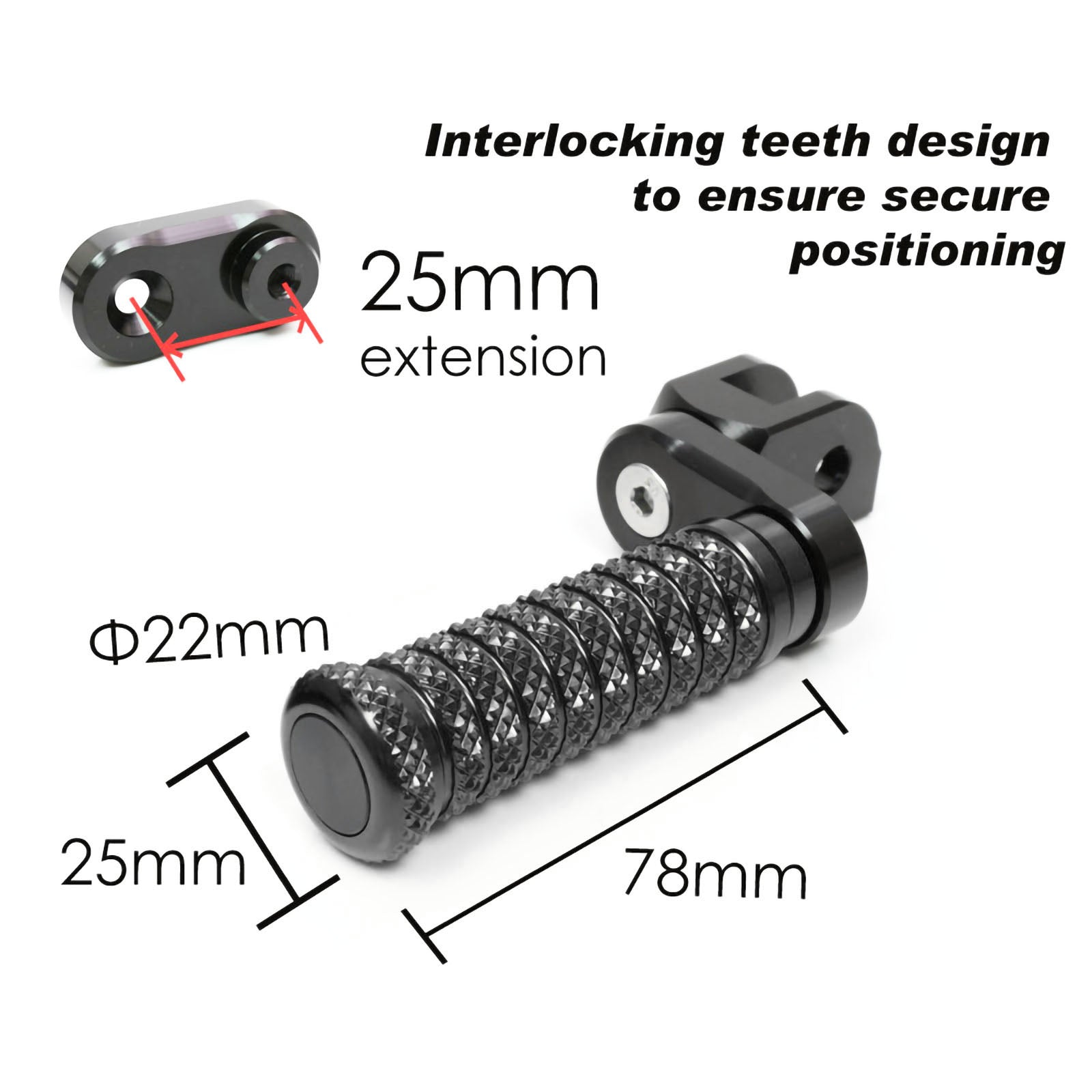 {Front}  Fits Triumph Scrambler 1200 Trident 660 25mm Lowering POLE Foot Pegs - MC Motoparts