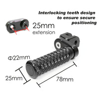 {Delantero} Se adapta a las clavijas de pie de poste ajustables Aprilia Shiver 900 SL750 de 25 mm