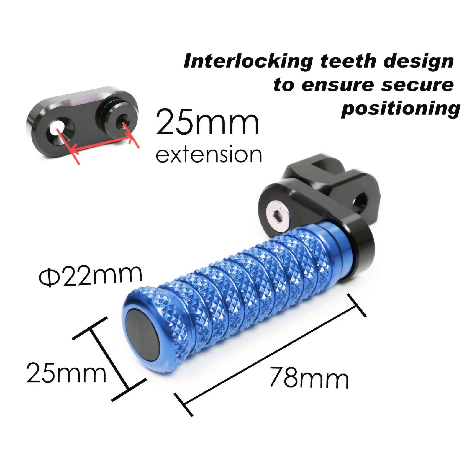 {Front}  Fits Ducati DesertX Multistrada V2 V4 S RS 25mm Adjustable POLE Foot Pegs - MC Motoparts