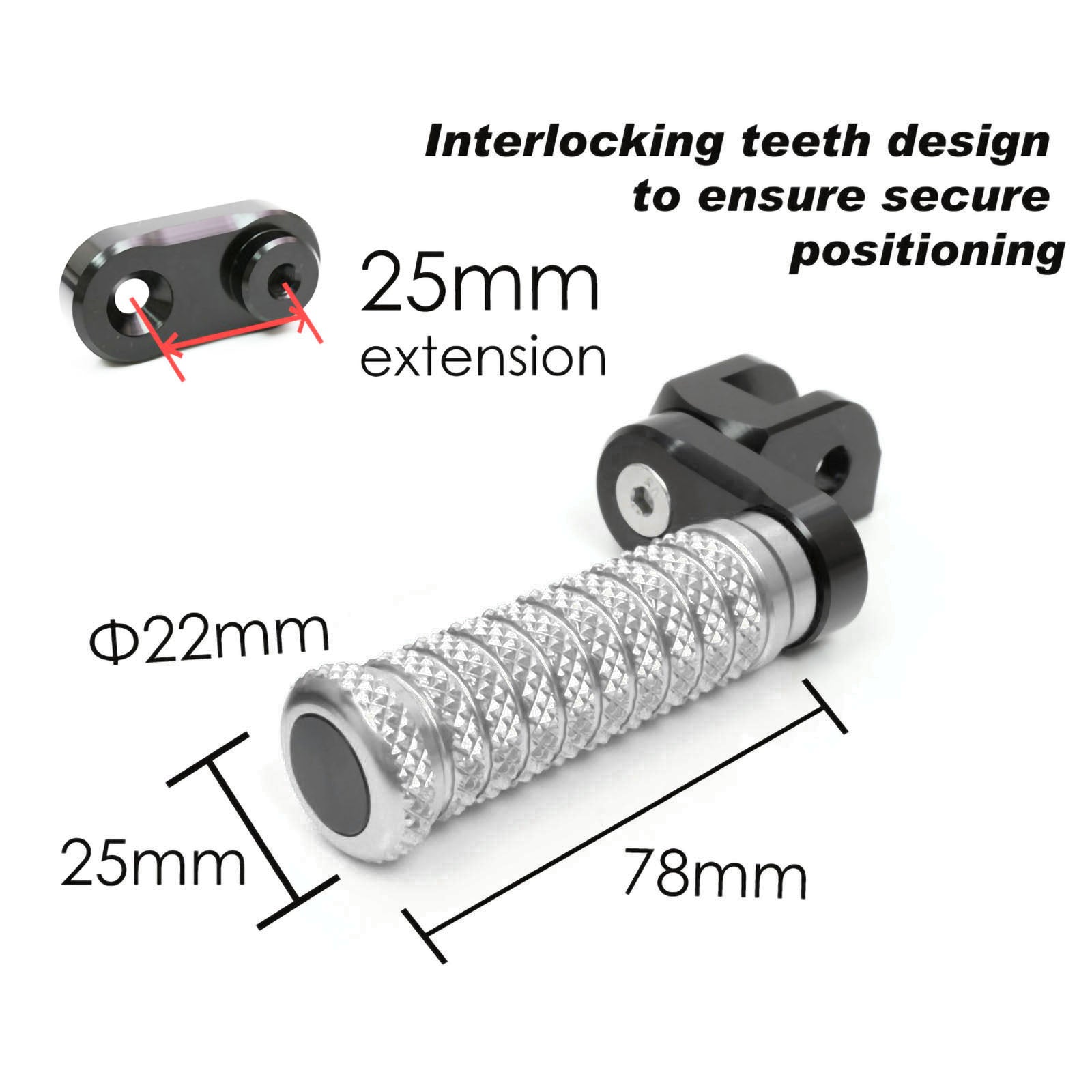 {Front}  Fits BMW F800S R1200 S ST G650GS 25mm Adjustable POLE Foot Pegs - MC Motoparts