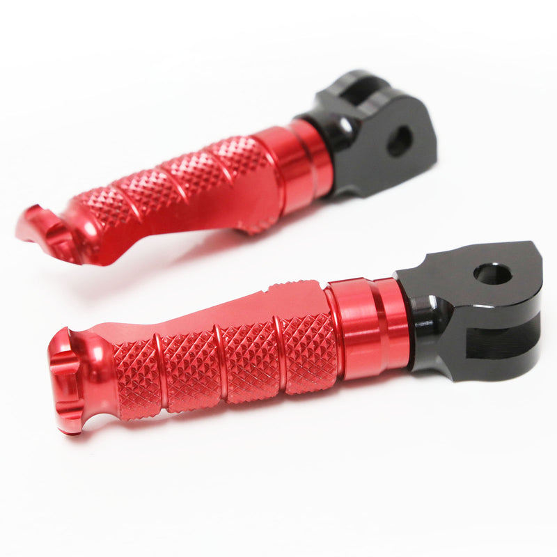 Front view of MC Motoparts standard foot pegs designed for CF MOTO R-FIGHT motorcycle, showing metal construction and mounting points.