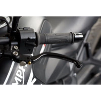Moto-Tron lightweight racing folding clutch lever installed on Suzuki GSXR, SV650, or GSXS1000 motorcycle for enhanced performance.