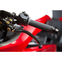 Moto-Tron lightweight racing folding clutch lever installed on BMW G310R 2016+ motorcycle, showcasing durable metal construction and sleek design.