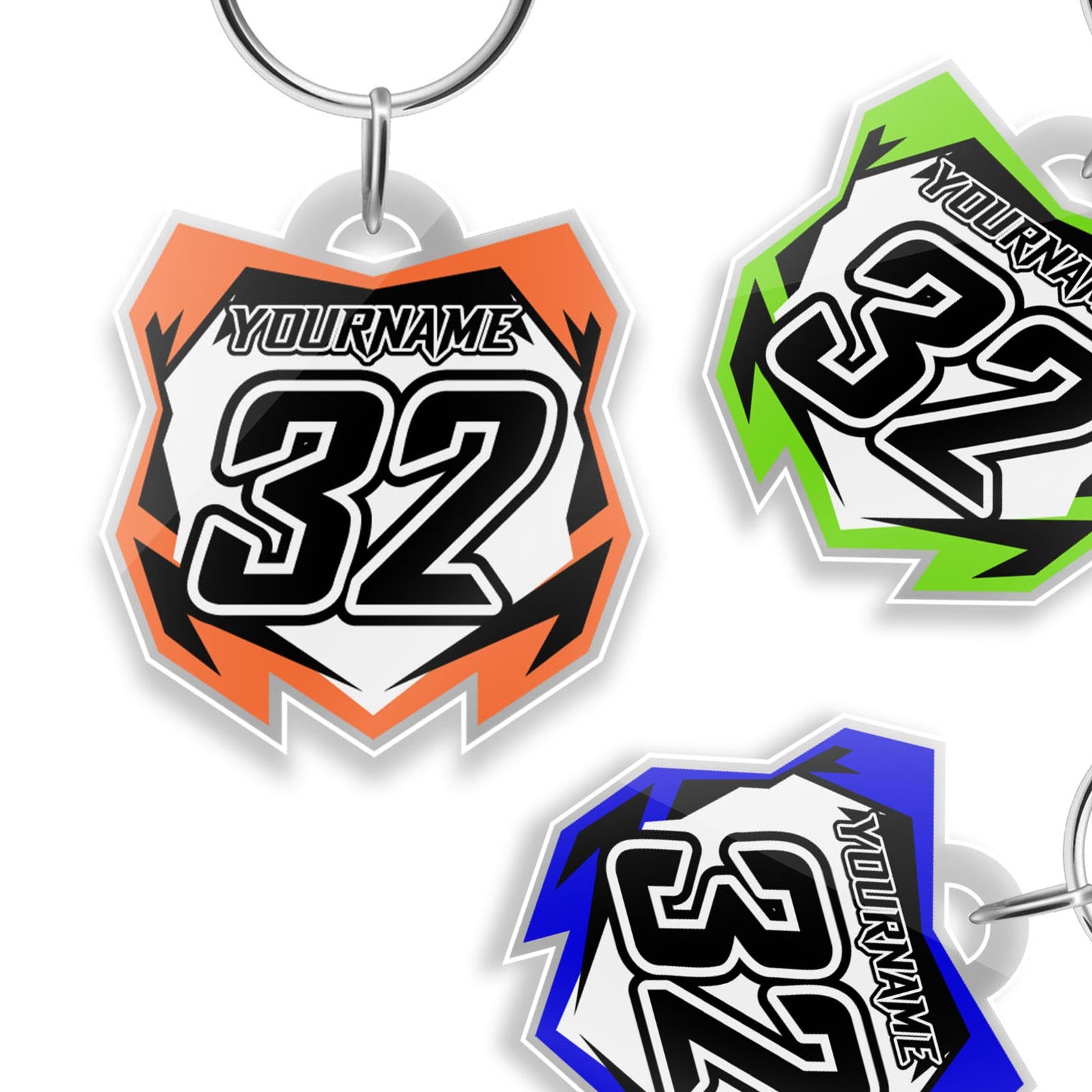 Custom Acrylic MX Racing Number Plate Keychain - MX02 Style
