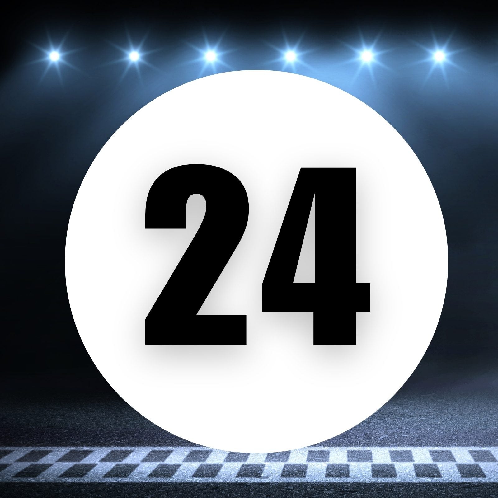 Racing Number Magnets 2pcs Number 24 Circle, 8-18 inch, White Background Black Numbers