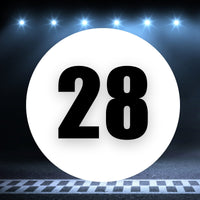 Racing Number Magnets 2pcs Number 28 Circle, 8-18 inch, White Background Black Numbers