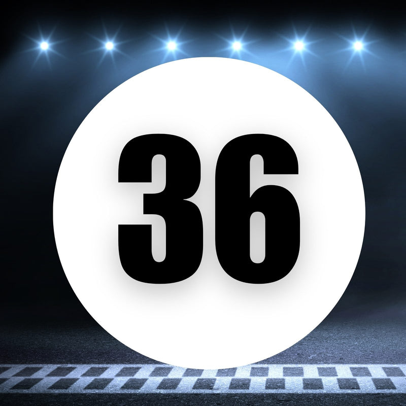 Racing Number Magnets 2pcs Number 36 Circle, 8-18 inch, White Background Black Numbers