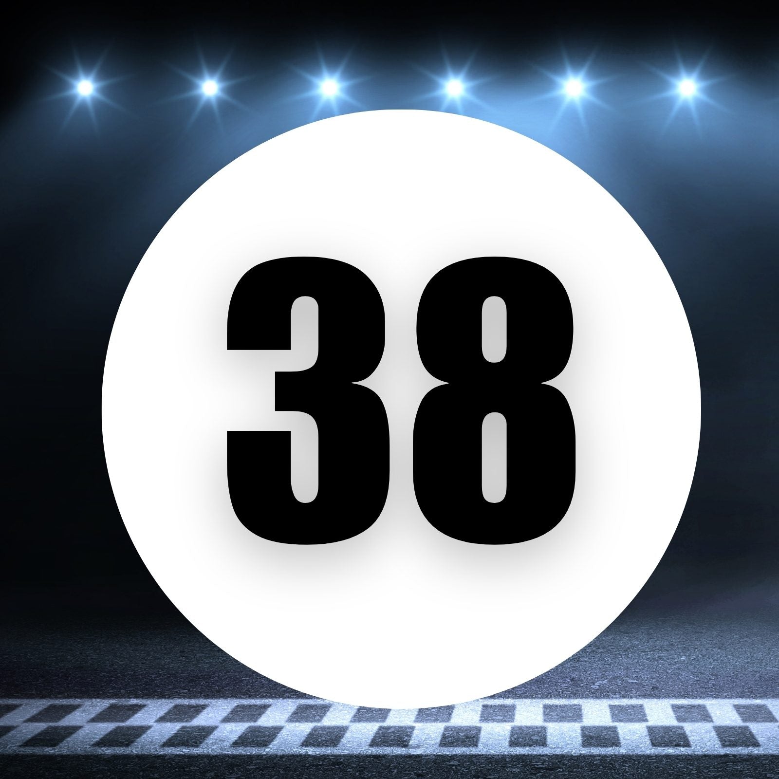 Racing Number Magnets 2pcs Number 38 Circle, 8-18 inch, White Background Black Numbers