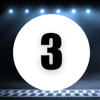 Racing Number Magnets 2pcs Number 3 Circle, 8-18 inch, White Background Black Numbers