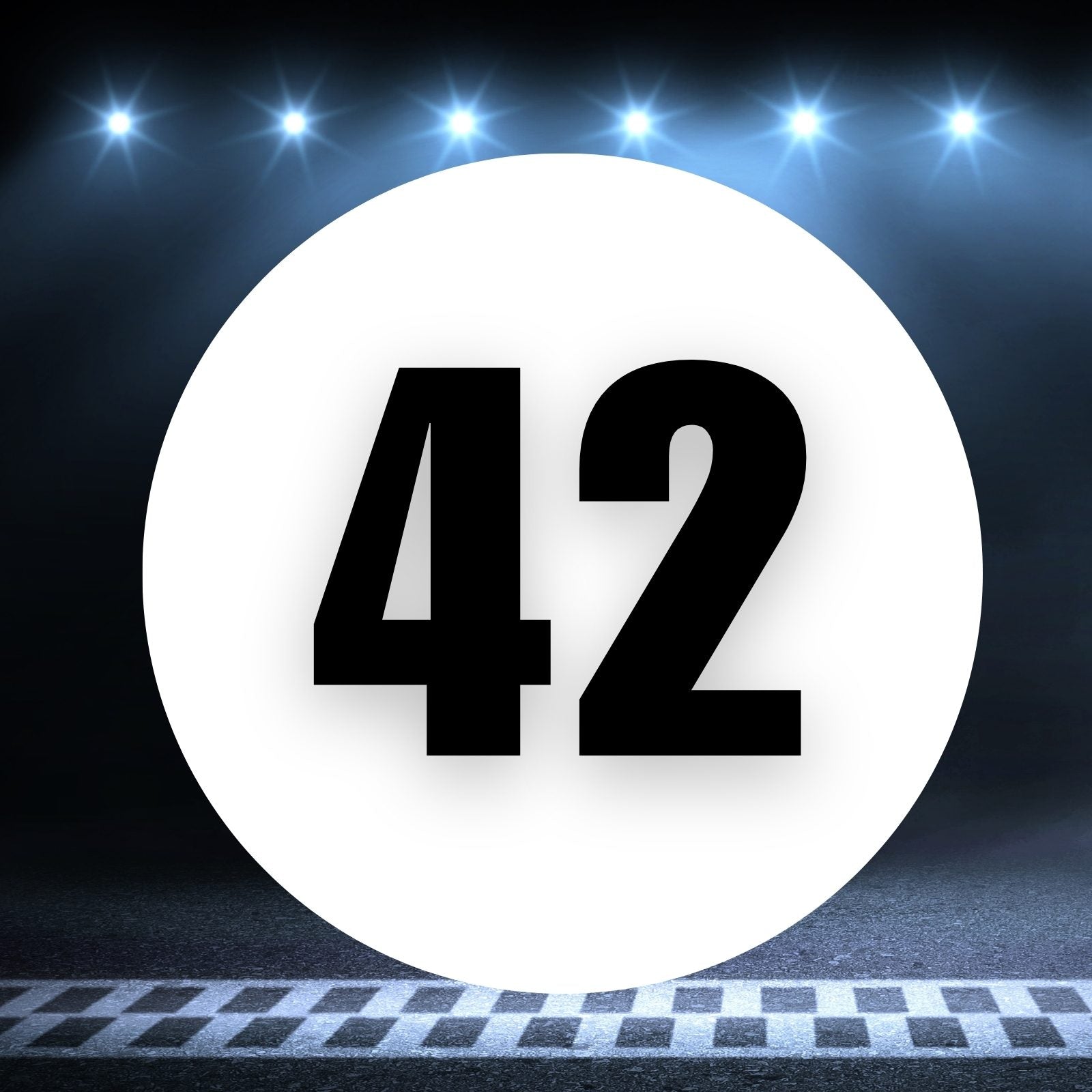 Racing Number Magnets 2pcs Number 42 Circle, 8-18 inch, White Background Black Numbers