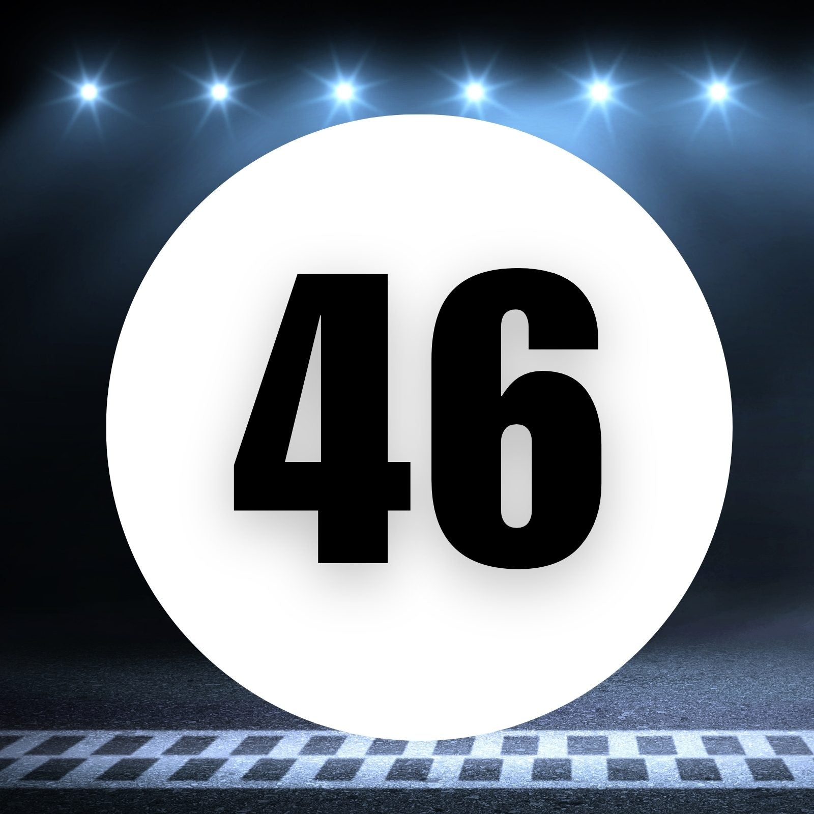 Racing Number Magnets 2pcs Number 46 Circle, 8-18 inch, White Background Black Numbers