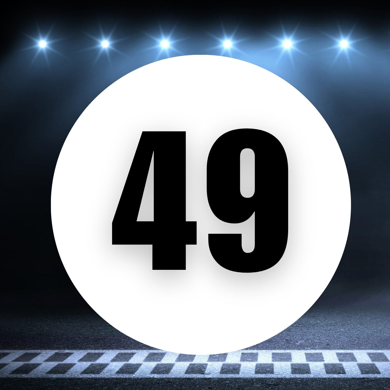 Racing Number Magnets 2pcs Number 49 Circle, 8-18 inch, White Background Black Numbers