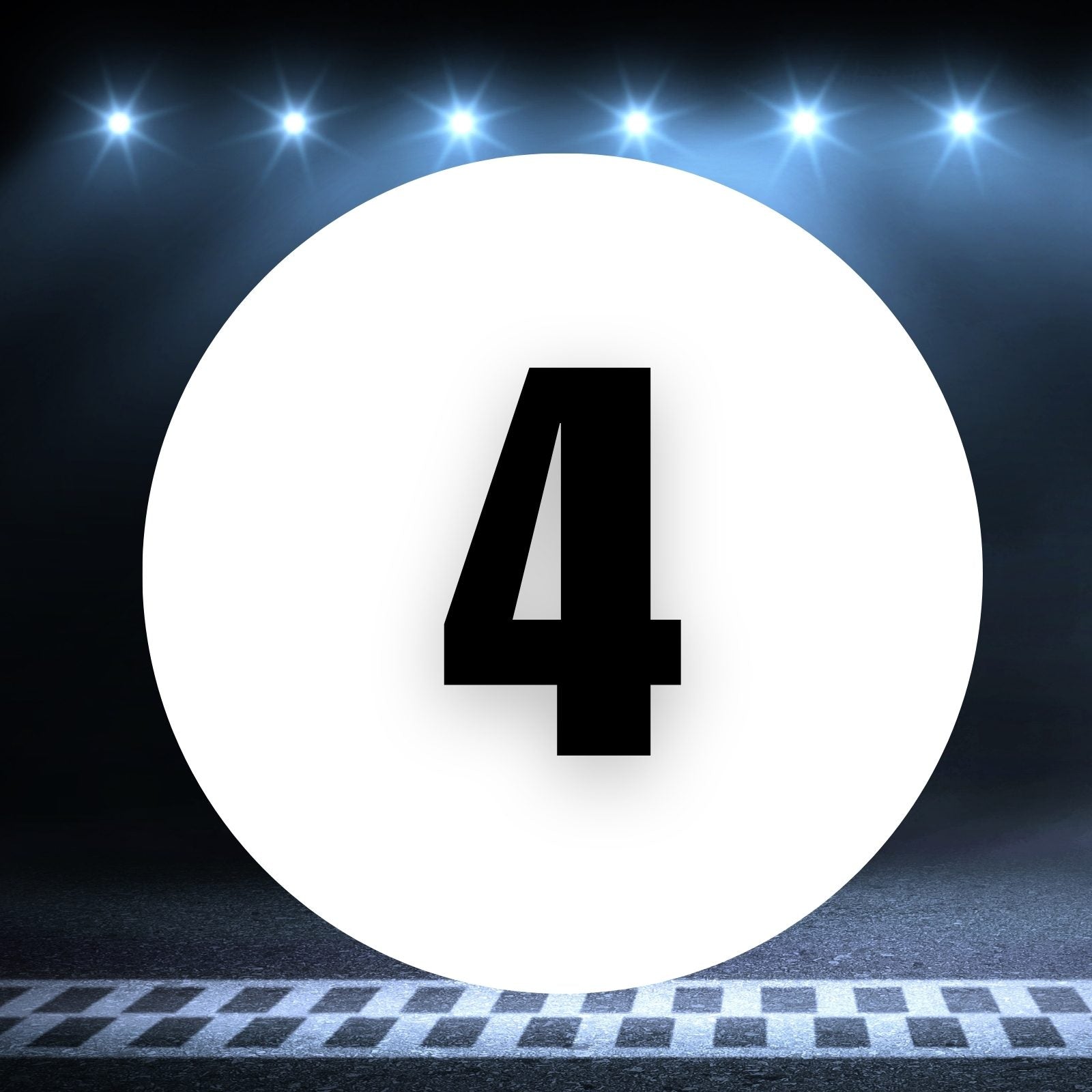 Racing Number Magnets 2pcs Number 4 Circle, 8-18 inch, White Background Black Numbers