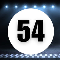 Racing Number Magnets 2pcs Number 54 Circle, 8-18 inch, White Background Black Numbers