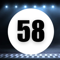 Racing Number Magnets 2pcs Number 58 Circle, 8-18 inch, White Background Black Numbers