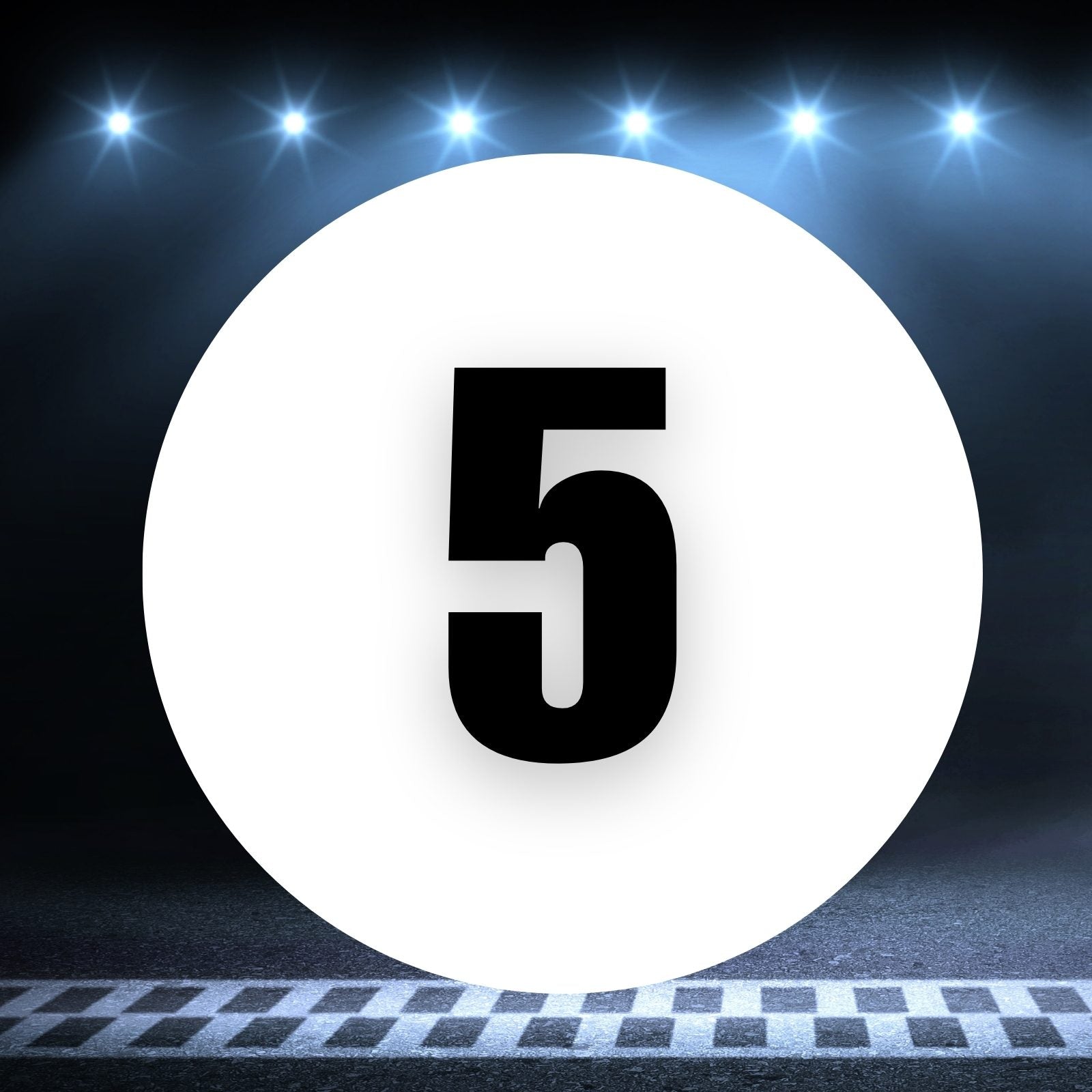 Racing Number Magnets 2pcs Number 5 Circle, 8-18 inch, White Background Black Numbers