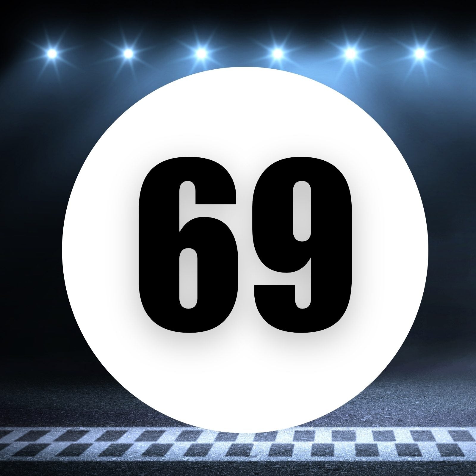 Racing Number Magnets 2pcs Number 69 Circle, 8-18 inch, White Background Black Numbers