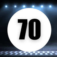 Racing Number Magnets 2pcs Number 70 Circle, 8-18 inch, White Background Black Numbers