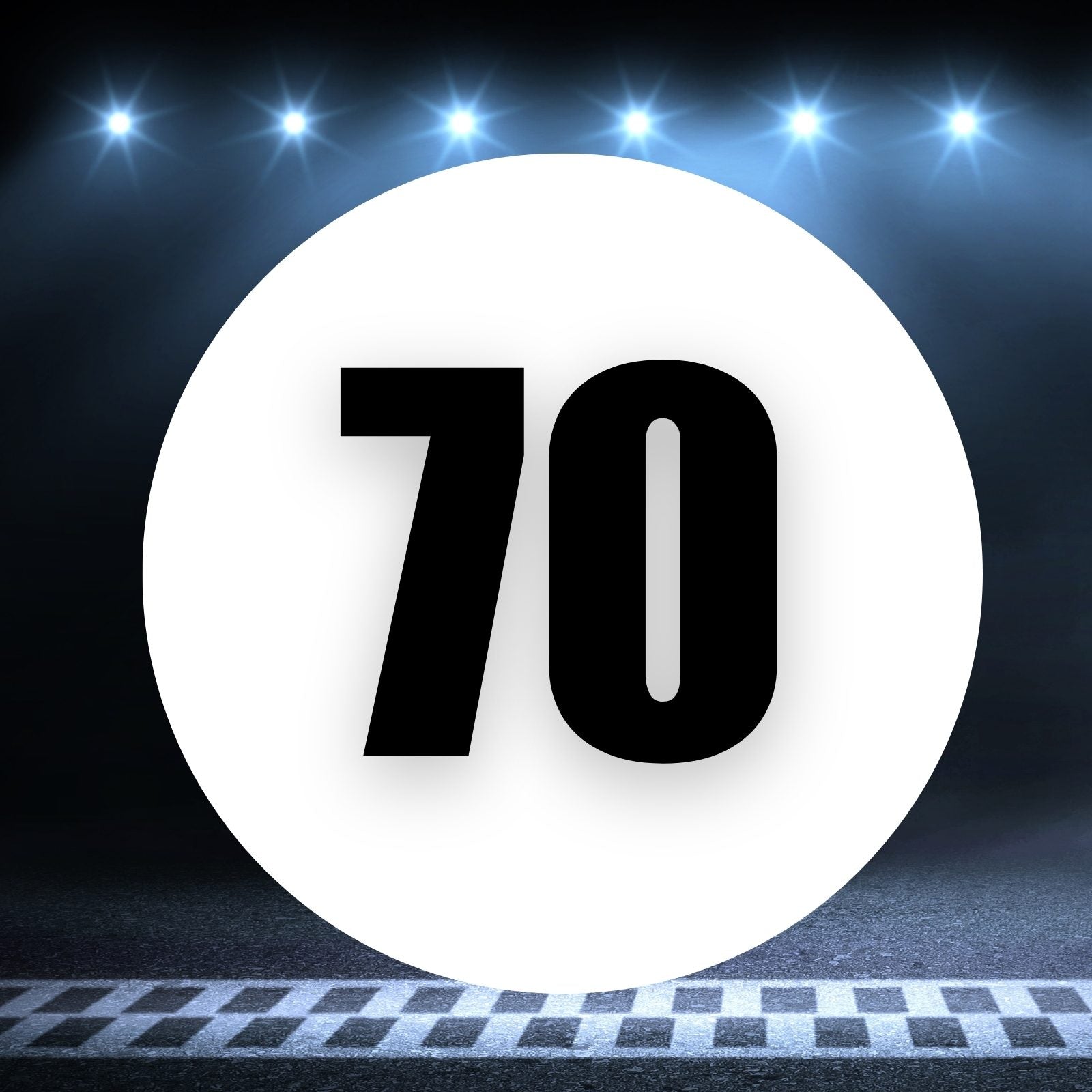 Racing Number Magnets 2pcs Number 70 Circle, 8-18 inch, White Background Black Numbers