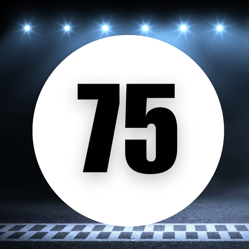 Racing Number Magnets 2pcs Number 75 Circle, 8-18 inch, White Background Black Numbers