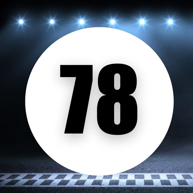 Racing Number Magnets 2pcs Number 78 Circle, 8-18 inch, White Background Black Numbers