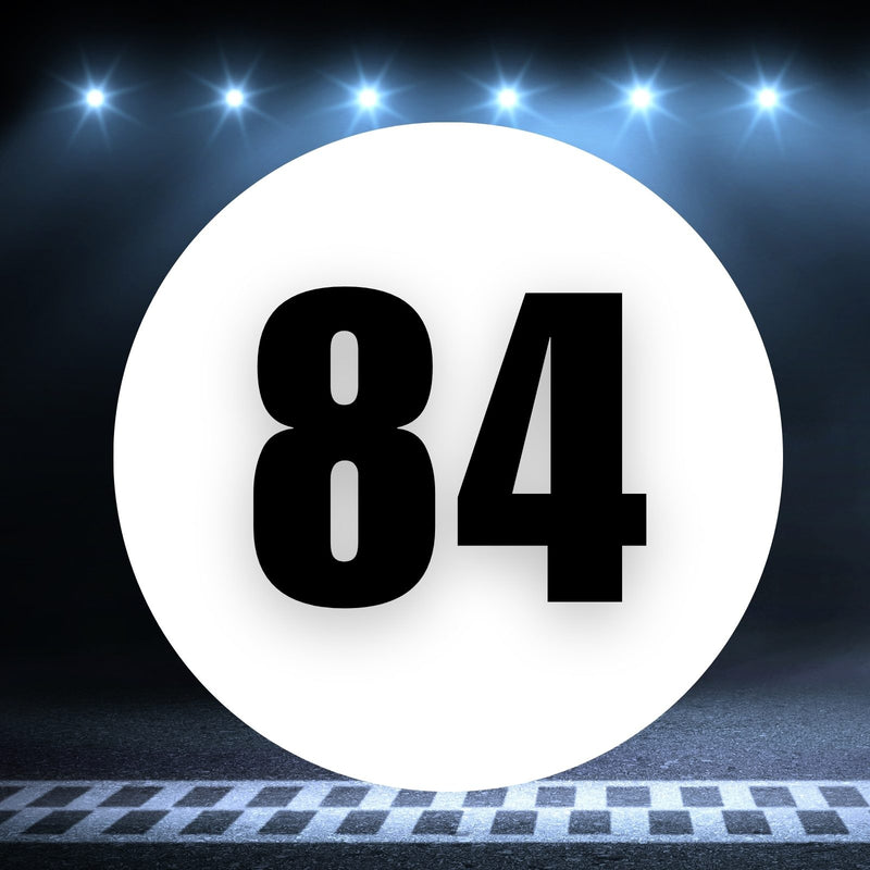 Racing Number Magnets 2pcs Number 84 Circle, 8-18 inch, White Background Black Numbers
