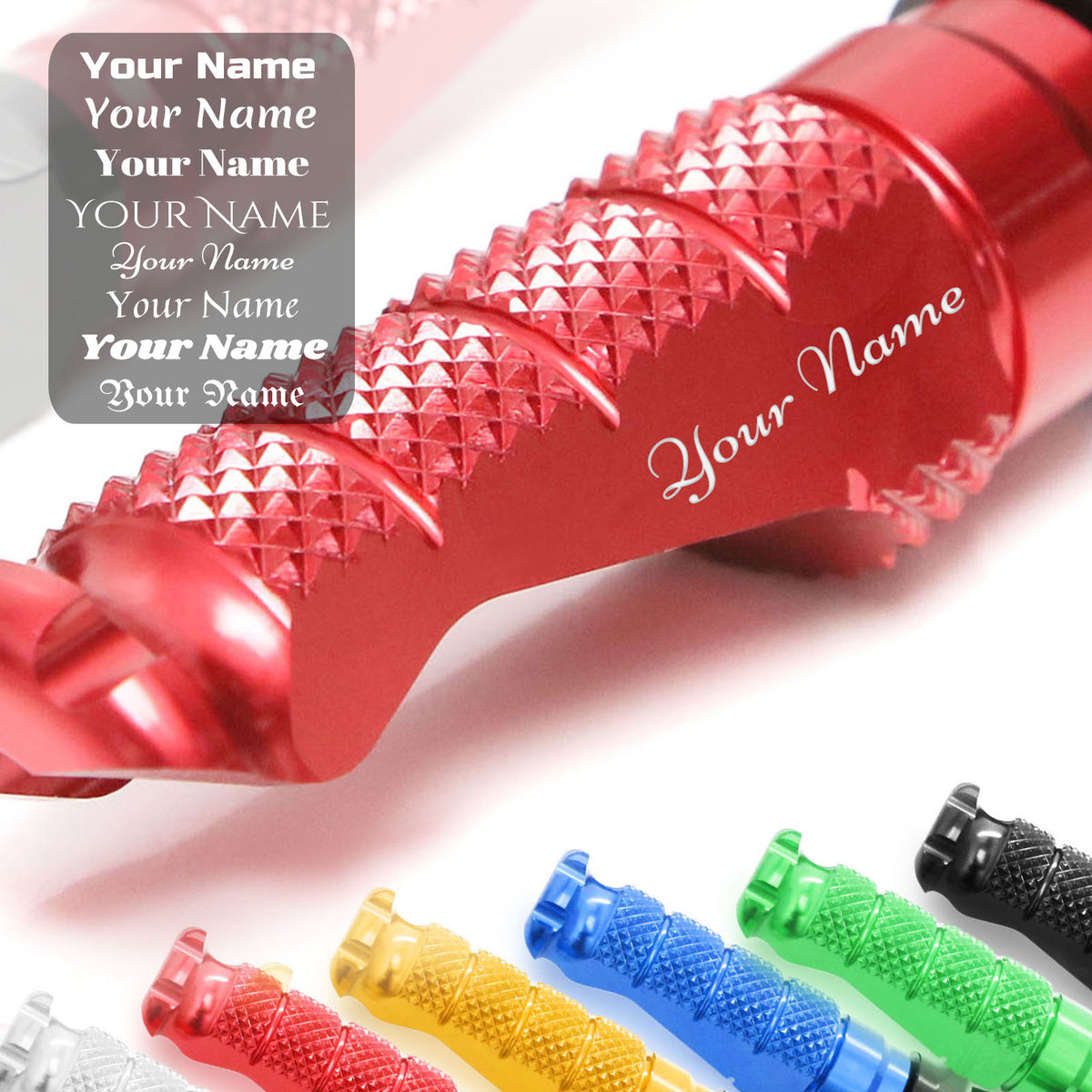 MC Motoparts Custom Engraved Name R-FIGHT FRONT Foot Pegs - Personlization Footpegs - MC Motoparts