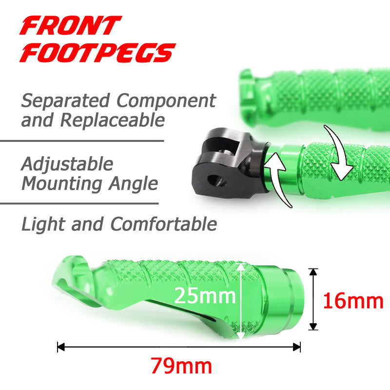 {Rear} Fits Kawasaki Ninja ZX-6R ZX-9R Engraved Logo R-FIGHT Foot Pegs - MC Motoparts