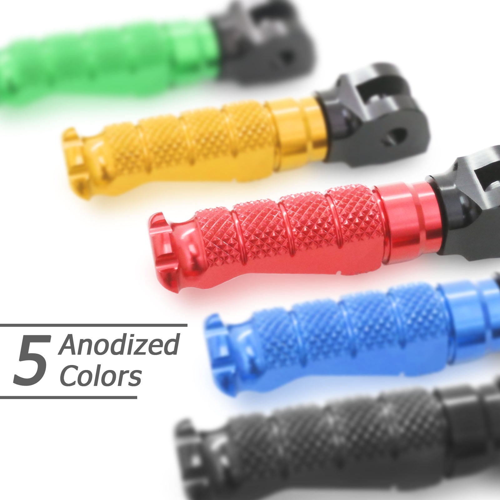 {Front}  Fits Kawasaki Ninja 7 Hybrid Engraved Logo R-FIGHT Foot Pegs - MC Motoparts